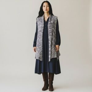 Moth Womens Gray Lavena Sweater Vest Sz XS S Pointelle Open Front Anthropologie